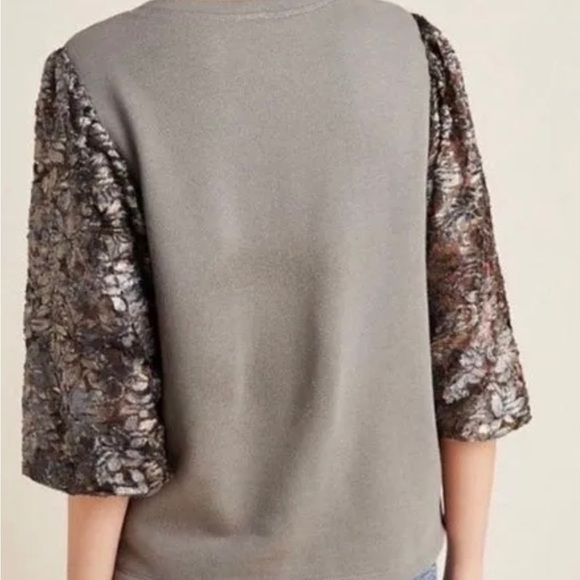 Anthropologie Amandi Floral Puff Sleeve Crewneck Sweatshirt - Picture 2 of 10